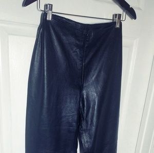 Leather straight leg pants.